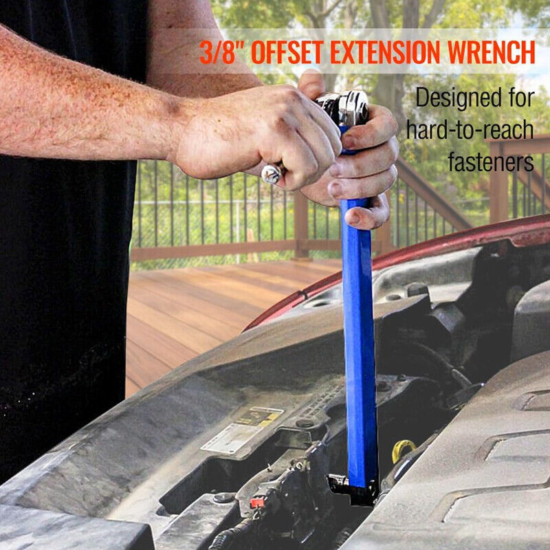 Spanner Extension Wrench Set Offset Ratchet Spanner With Adapters Multifunction-