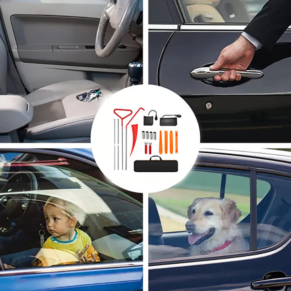 18 Piece Car Emergency Kit With Window Wedge, Air Wedge Bag Pump, Long Range Grabber, Automatic Trim Removal Tool