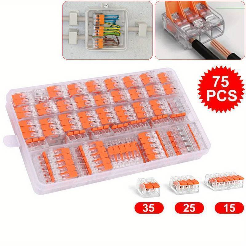 75x For Wago 221 Electrical Connectors Wire Block Clamp Terminal Cable Reusable