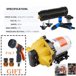 70PSI Deck Washdown Kit For Boat Caravan Yacht Wash 12V 5GPM