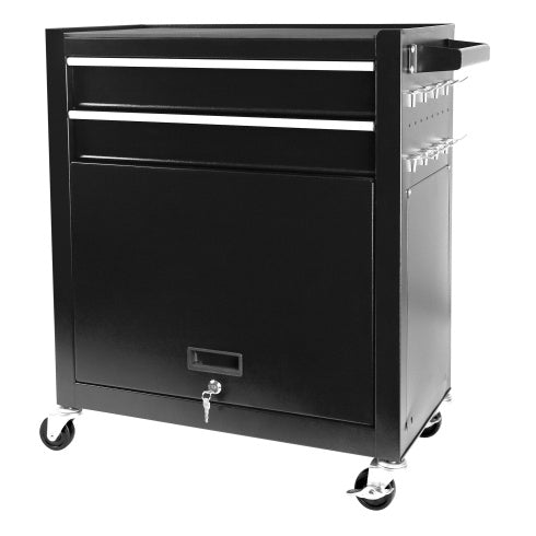 8-Drawer Rolling Tool Chest With Wheels, Large Tool Cabinet With Drawers, Mobile Steel Tool Storage Organizer With Lock&Liner For Warehouse, Workshop, Black