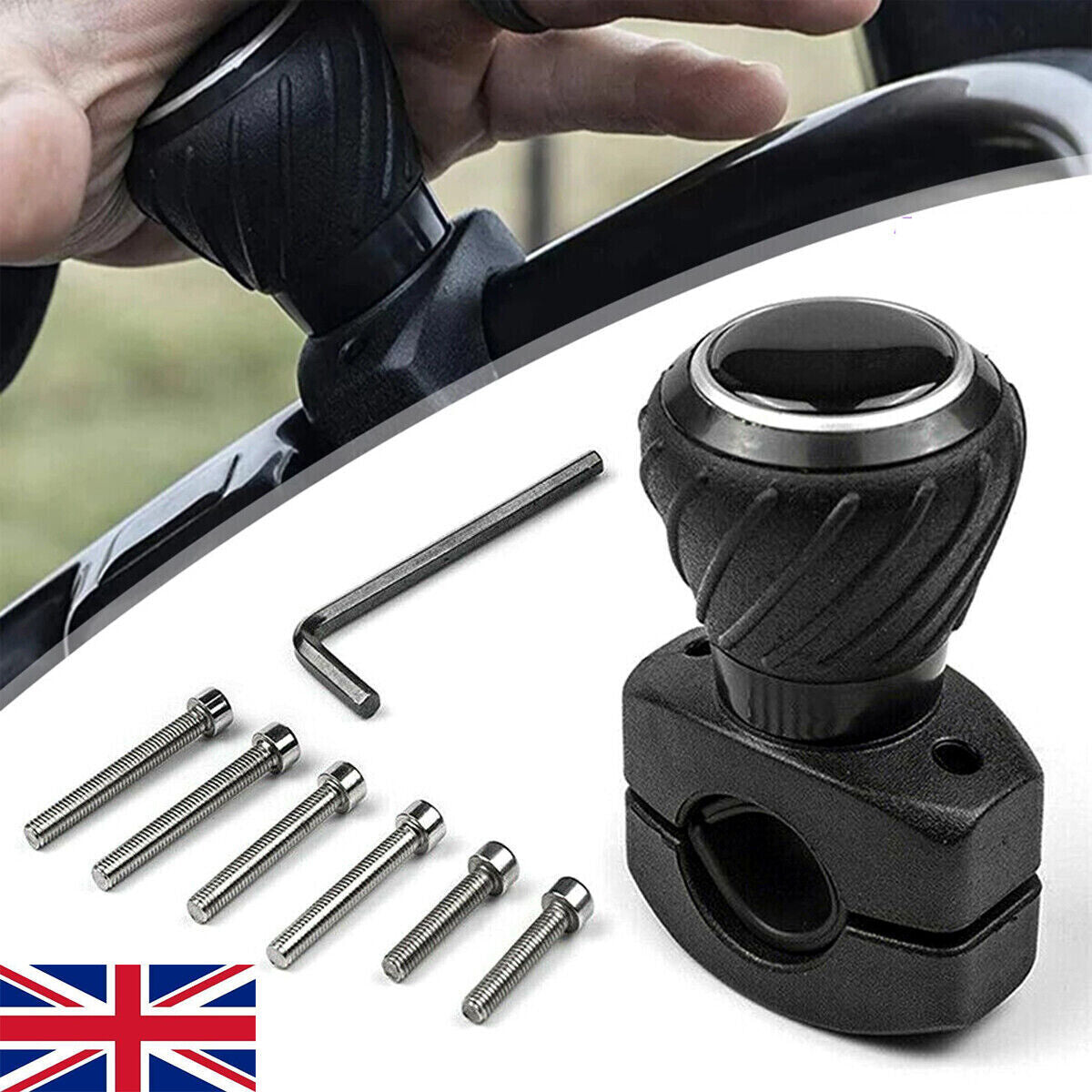 Black Power Steering Wheel Aid Car Truck Lorry Handle Assister Knob Spinner Ball