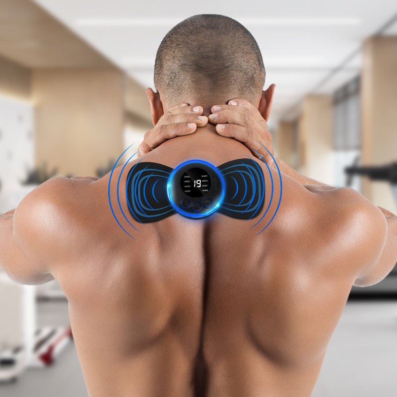 Mini Massager With 5 Pads Portable Electric Muscle Stimulator - Deep Tissue Management Device - Pulse Therapy For Back Shoulder Neck Leg