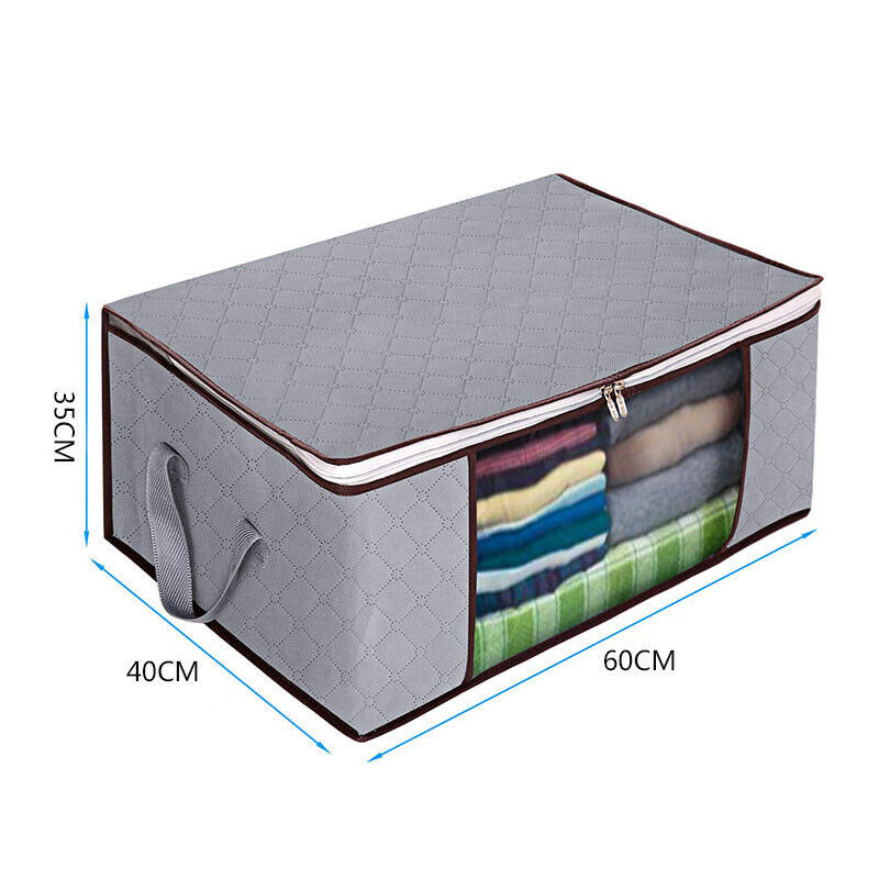 4Pcs Clothes Storage Bags Zipped Organizer Underbed Wardrobe Cube Closet Boxes