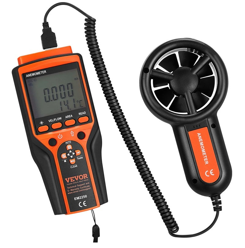 Split Handheld Anemometer, Digital Wind Speed CFM Meter Gauge With LED Backlight Screen, Measures Wind Velocity Wind Temperature Air Flow Wind Chill, For Sailing Surfing Flying HVAC