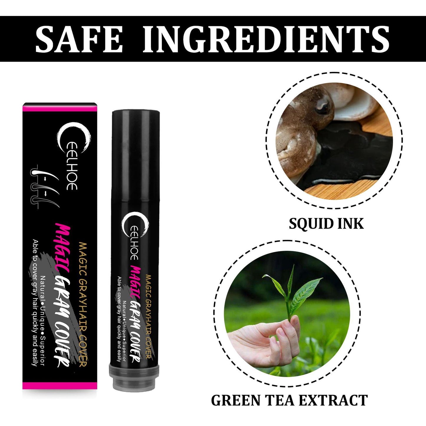 EELHOE Disposable Plant Hair Salon Root Touch Up Hair Chalk Hair Dye Pen For Roots, Haircolor Touch-Up Stick To Cover Gray Hair Root For Man And Women