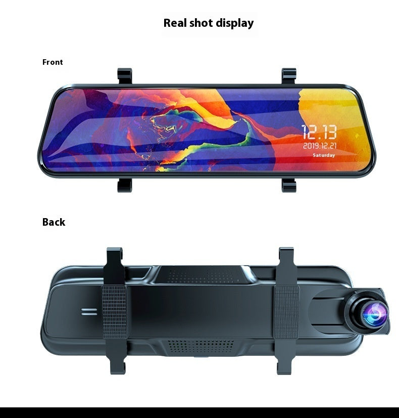 Streaming Media Rearview Mirror Tachograph 10-inch Full Screen Touch HD Night Vision Front And Rear Dual Lens Reversing Image