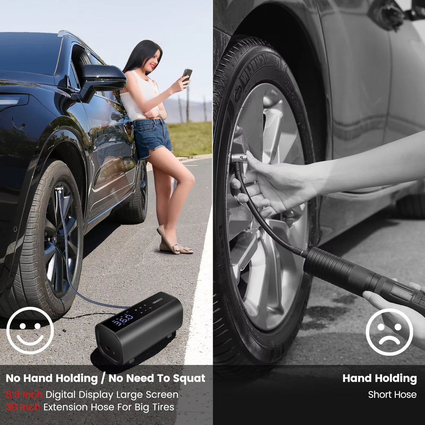 A22 Double Cylinder12V Cordless Portable Tyre Air Compressor Inflatable Digital Automatic Electric Car Tire Inflators