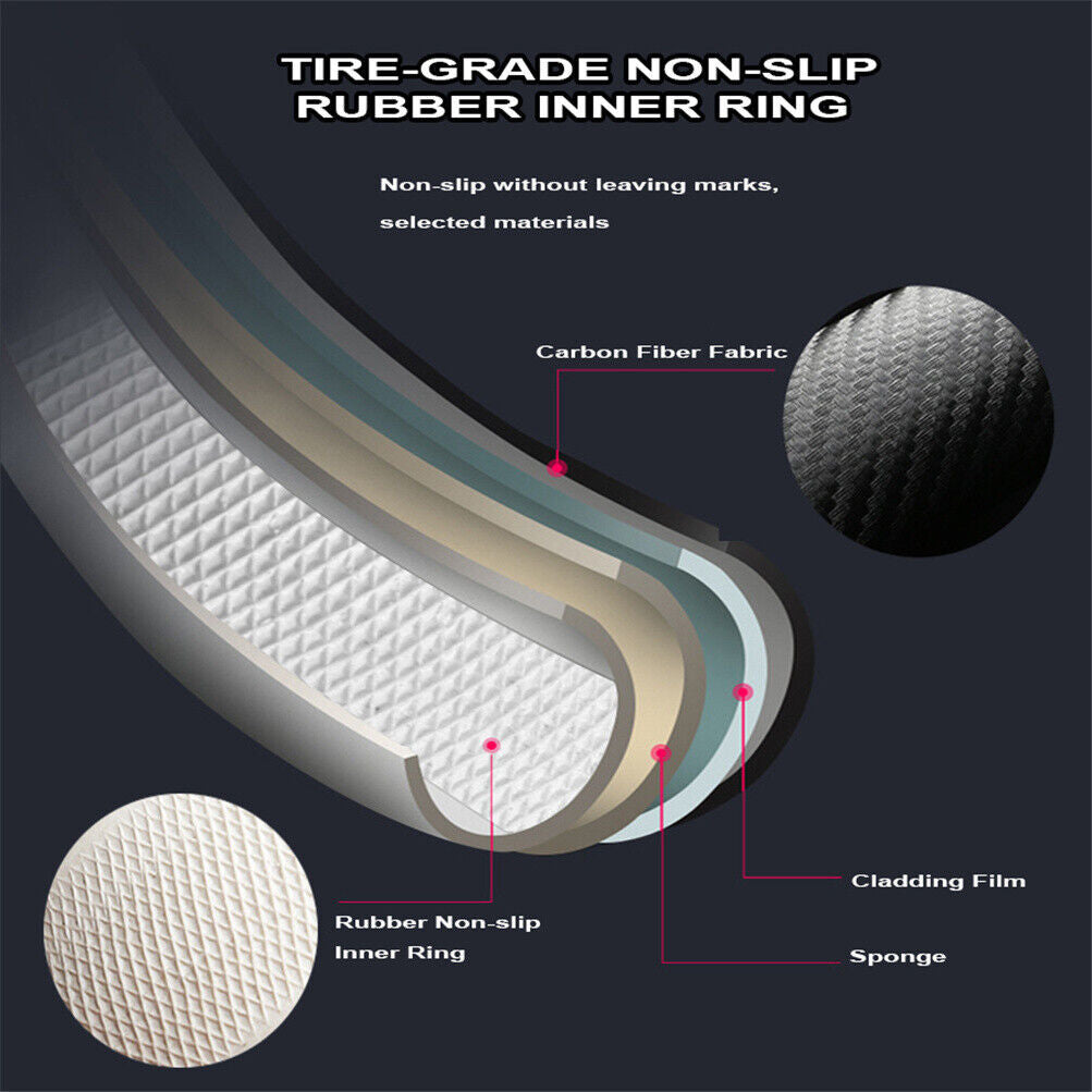 Carbon Fiber Perforated Leather Car Steering Wheel Cover 38cm Universal Interior