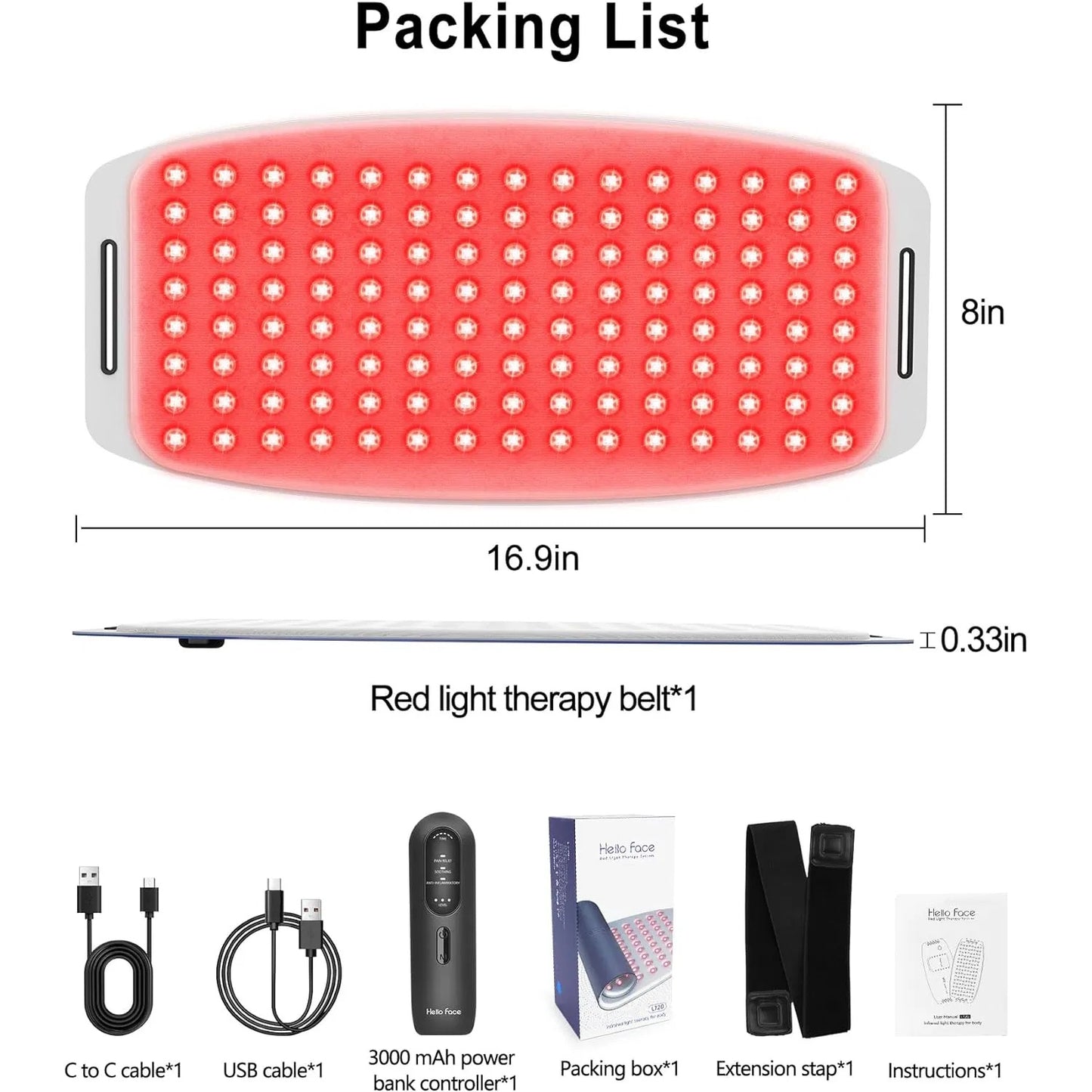 Red Light Therapy Belt For Body, Mother's Day Gift, Cordless Near Infrared Light Therapy Pain Relief & Inflammation With Soft Breathable Fabric, For Muscle Soothe, For Shoulder, Waist, Back, Legs