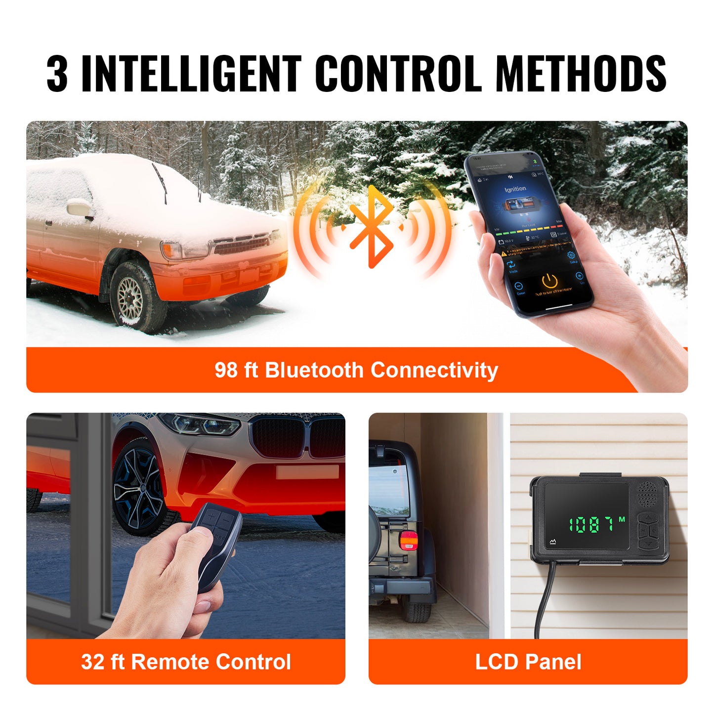 VEVOR Air Heater 12V 2KW Bluetooth App LCD Display For Car Bus RV Indoors