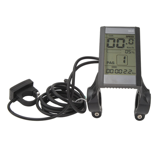 Electric Bike LCD Display Meter 24V 36V 48V Waterproof Multifunctional 22.2mm S830 LCD Display for Modification Accessories