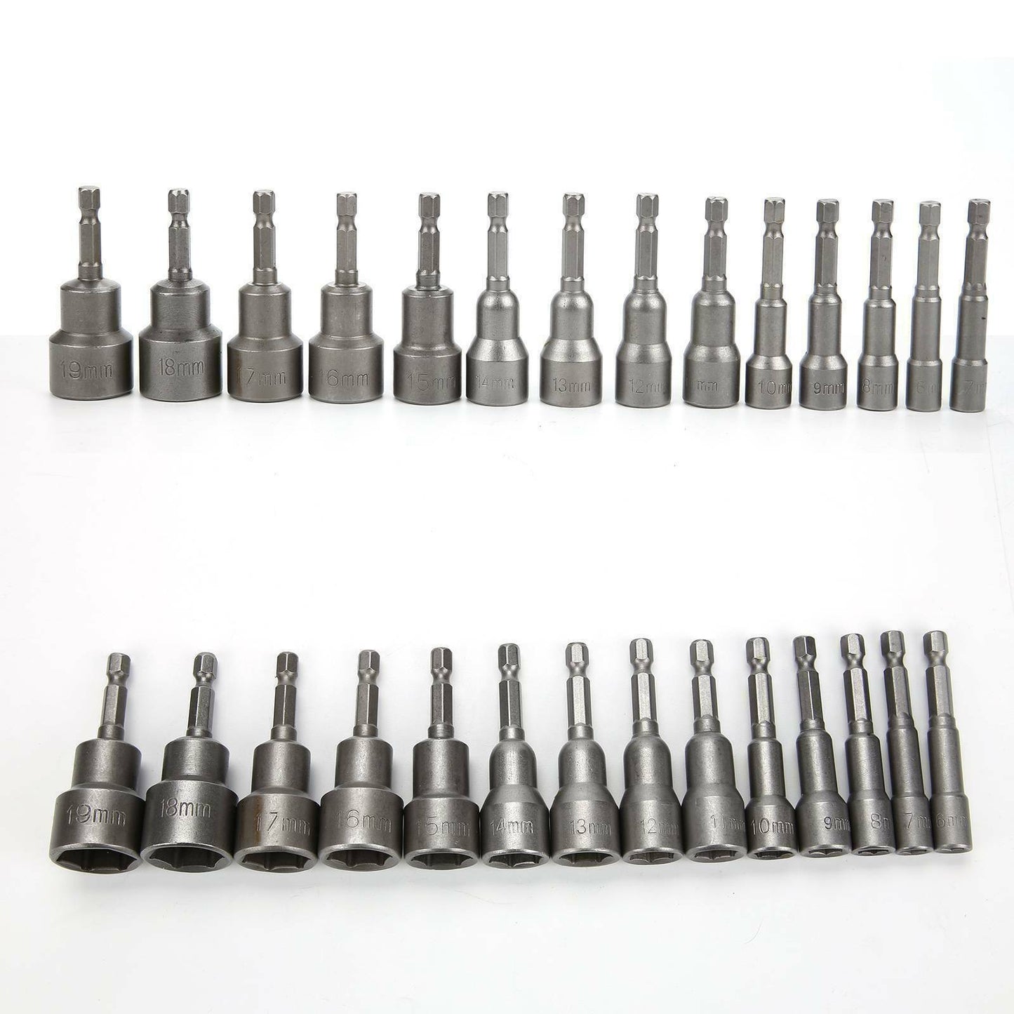 14 1-4 Nut Driver Bit Set Hex Magnetic Metric Socket Impact Drill 6 To 19MM UK