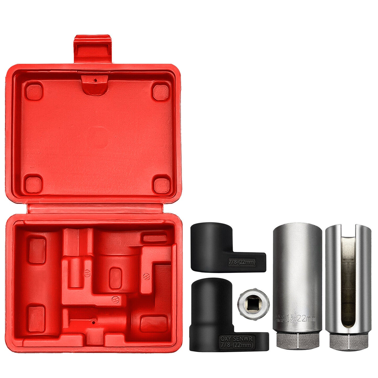 5Pcs 22mm Lambda Oxygen Sensor Socket Remove Set Kit Thread Chasers Tool W Case
