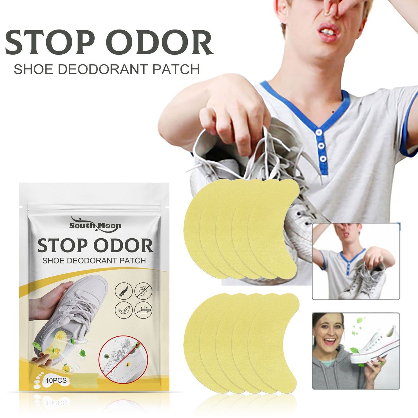 South Moon Shoe Deodorizing Sticker, Shoe Deodorizing, Odor Absorbing, Foot Sweat Absorbing Insole