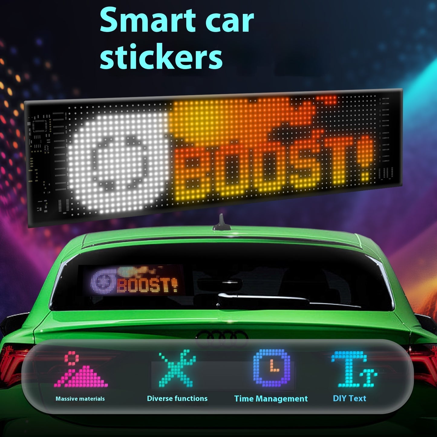 Programmable LED Signage, Flexible USB 5V Digital Signage Upgrade Version 20x64 LED Beads, APP Controlled Scrolling LED Display Screen With Pre Made Animation, Used For DIY Graffiti In Stores, Cars, B