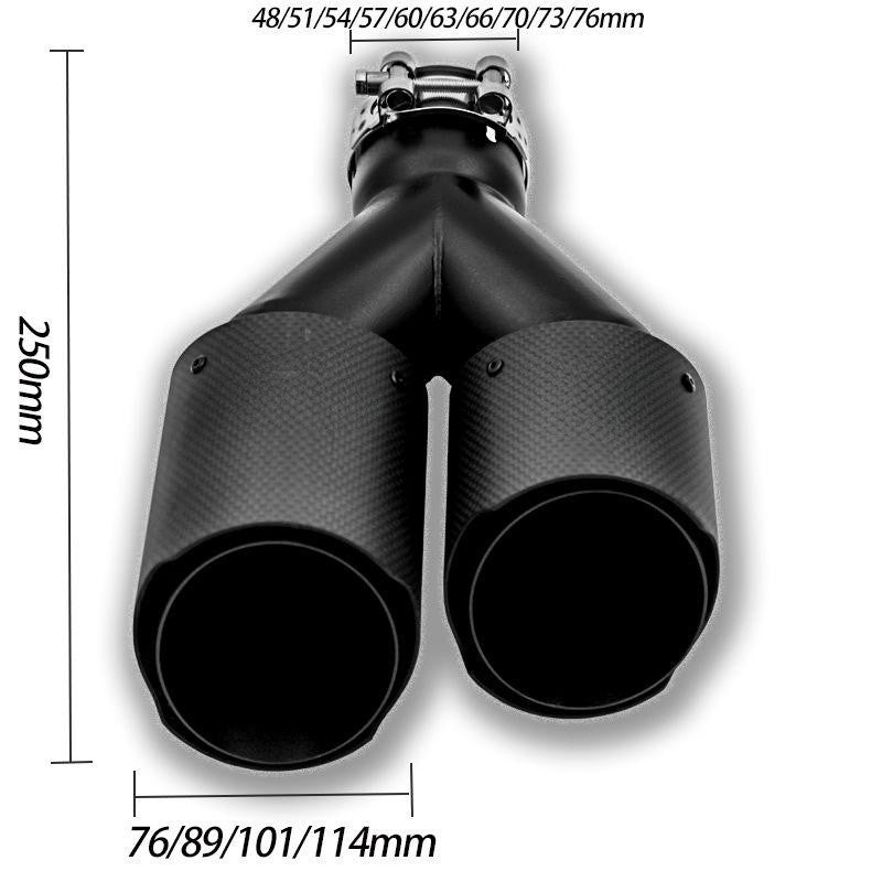 Black One Out Of Two Tail Nozzle Car Modification Silencer Double Outlet Exhaust Pipe
