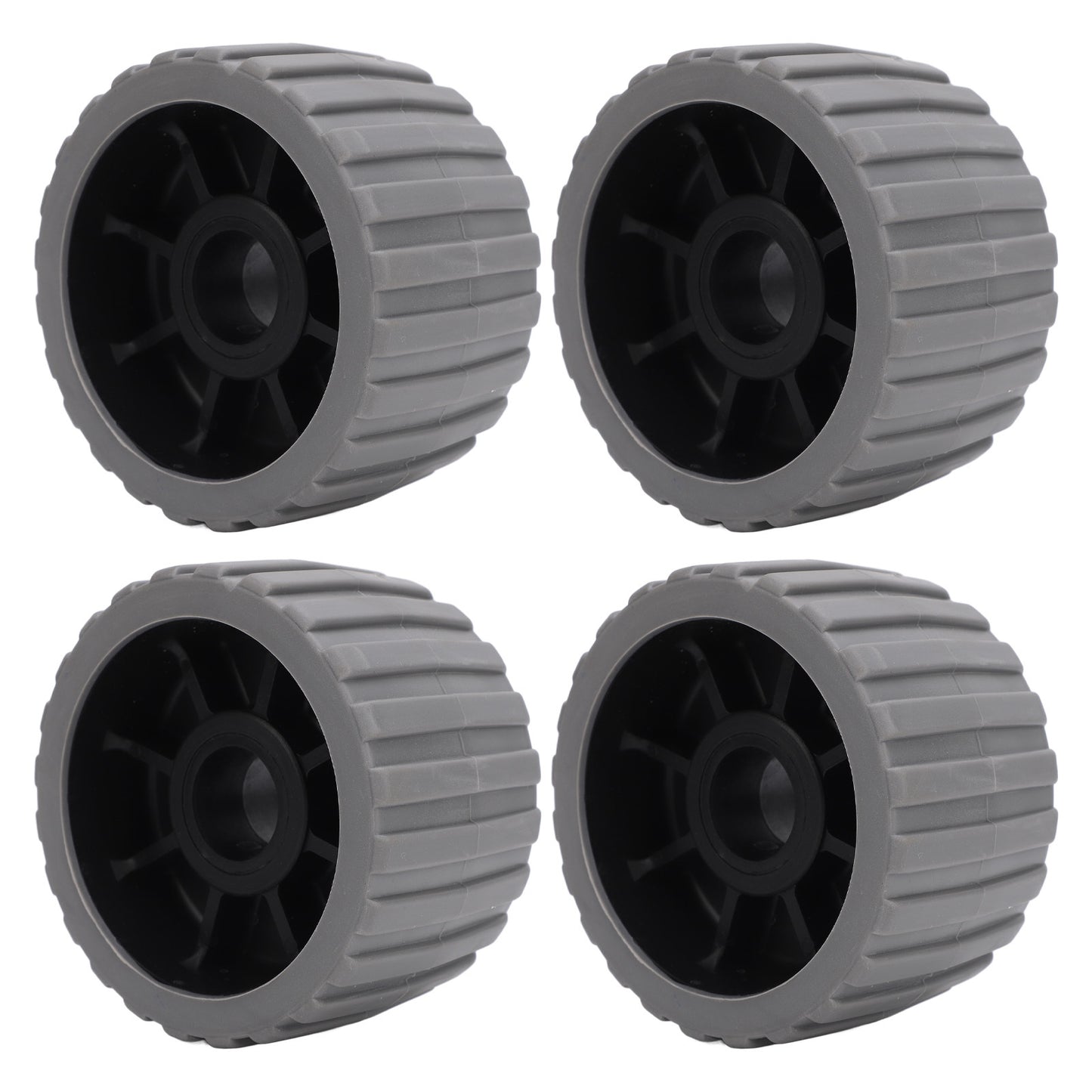 4PCS Trailer Wobble Rollers High Temp Resistant Poly Ribbed Wobble Roller for Boats Trailers 125 X 73 X 30mm Gray