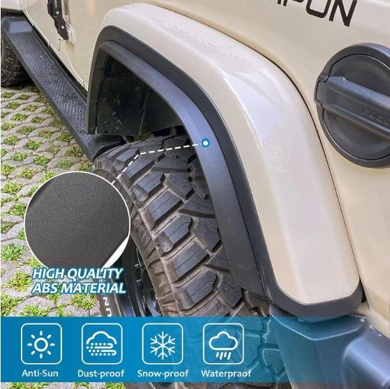 Fenders Front Rear Fenders Compatible With 2018-2024 Jeep Wrangler JL And JLU Unlimited Rubicon, Off-Road Wheel Fender Liner Set 4 Pcs