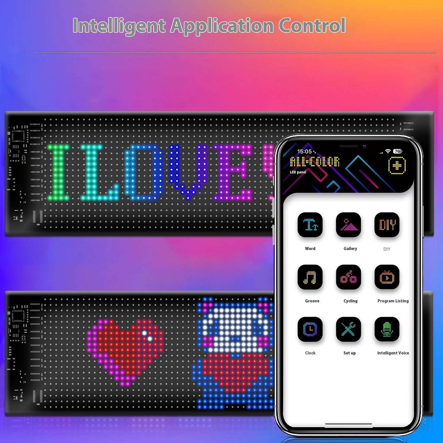 Programmable LED Signage, Flexible USB 5V Digital Signage Upgrade Version 20x64 LED Beads, APP Controlled Scrolling LED Display Screen With Pre Made Animation, Used For DIY Graffiti In Stores, Cars, B