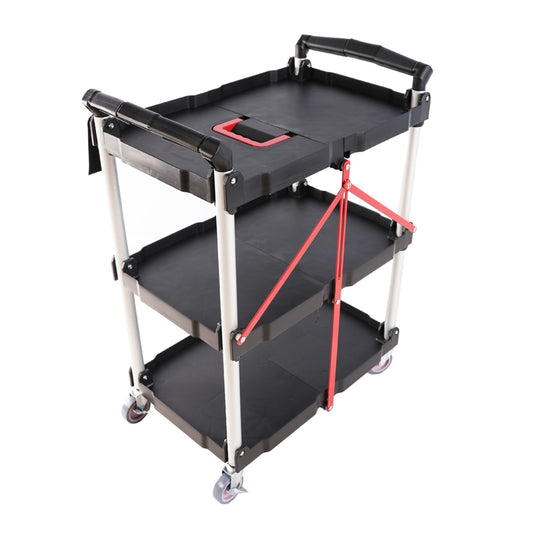 Folding Service Car With Wheels, Three-layer Practical Trolley, Folding Storage Cart, Suitable For F