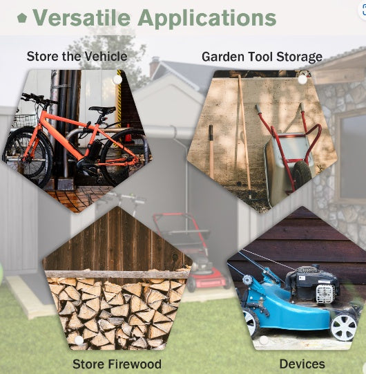 6x6 Ft Garden Shed Heavy Duty Outdoor Portable Garage Ventilated Car Canopy Carports