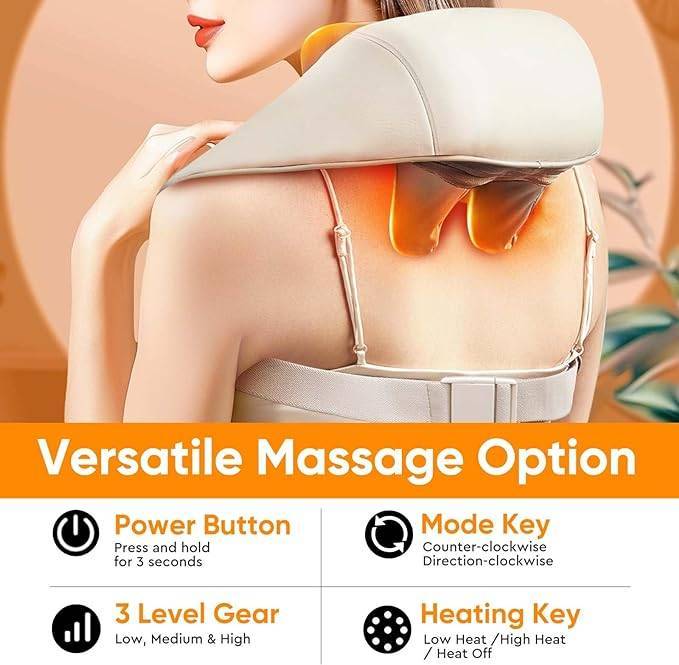 Electric Neck Massager With Heat - Neck And Shoulder Massagers For Pain Relief