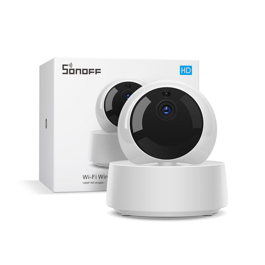 Sonoff Caméra de sécurité IP HD 1080P WiFi sans fil contrôlée par application GK-200MP2-B Détection de mouvement Vision à 360° Alerte d'activité