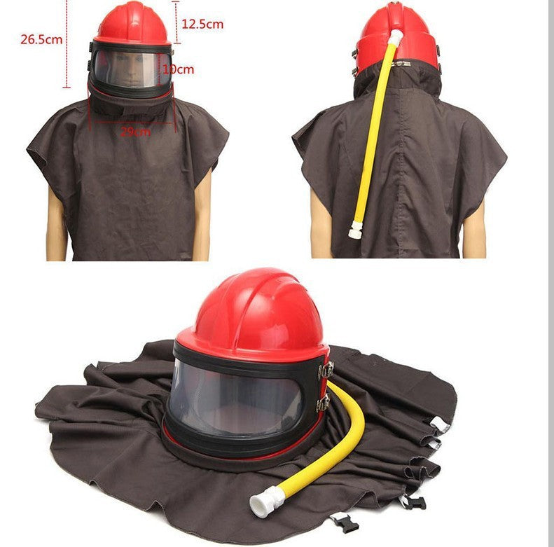 Oxygen-Supply Sandblasting Helmet, Thermostat, One-Piece Sandblasting Helmet