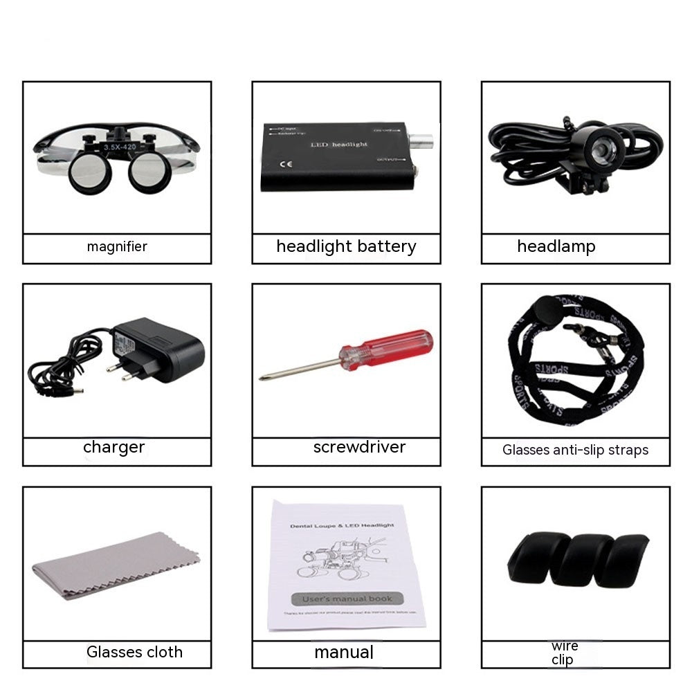 Led Magnifying Glass Head-mounted Dental