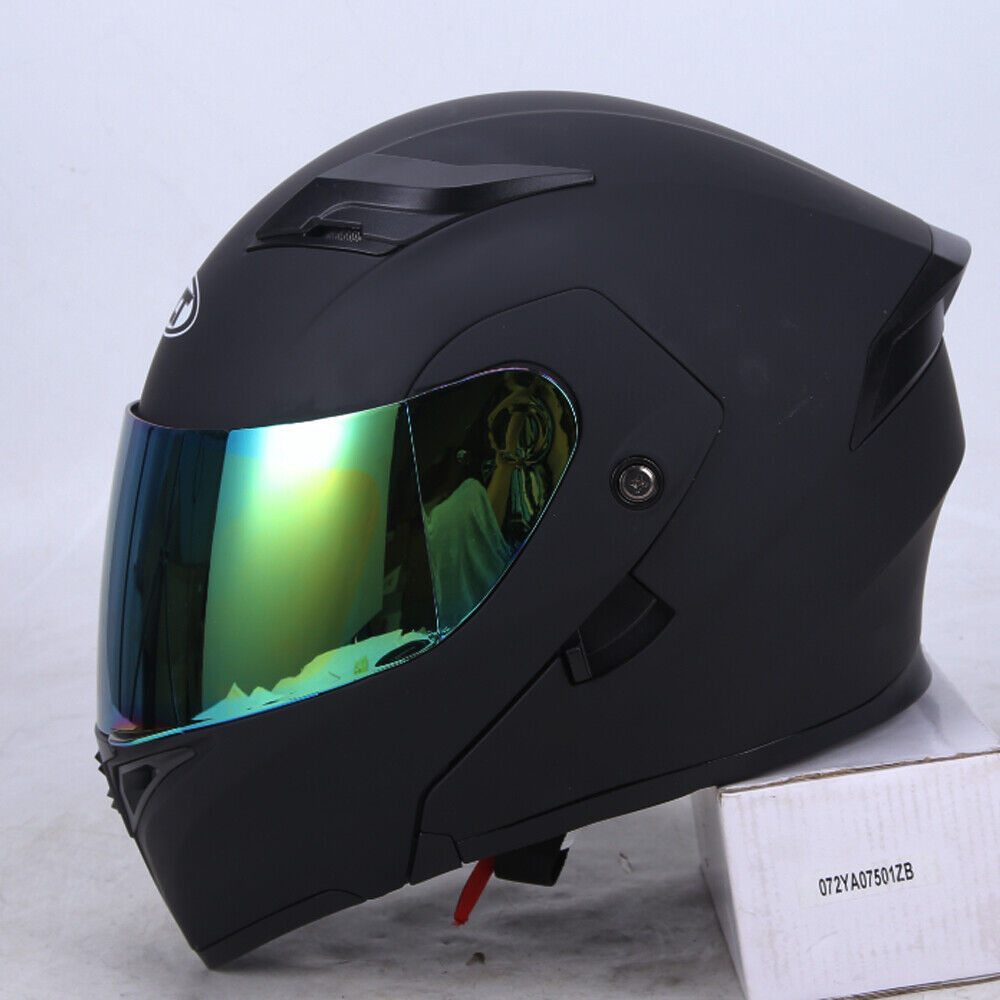 Full Face Dual Visor Flip Moto Helmet Modular Motorcycle Helmet Color Lens New