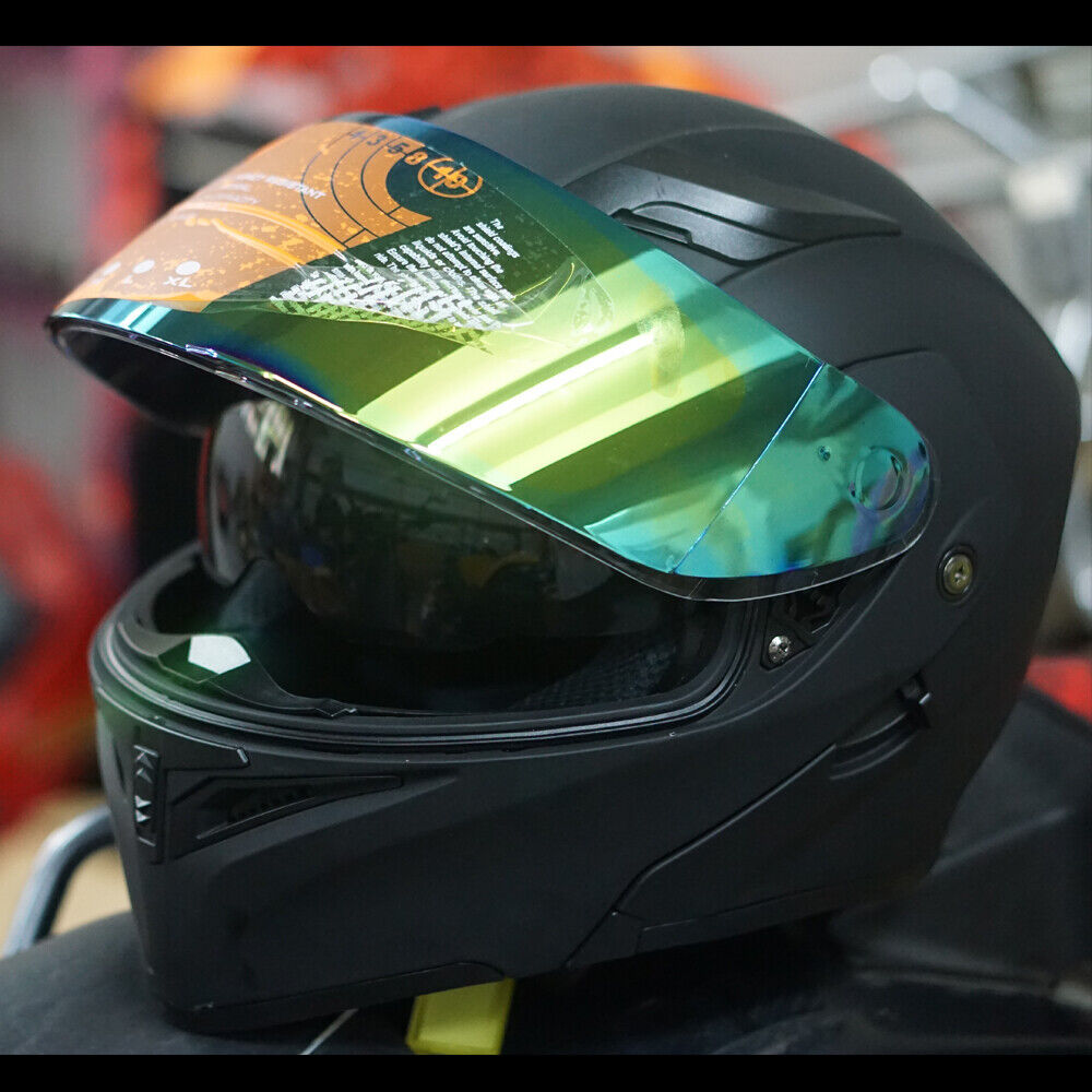 Full Face Dual Visor Flip Moto Helmet Modular Motorcycle Helmet Color Lens New