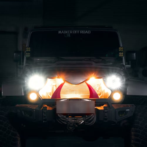 Halloween Front Grille Grid Grill For Wrangler Rubicon Sahara Sport JKJKU, Matte Black