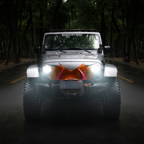 Halloween Front Grille Grid Grill For Wrangler Rubicon Sahara Sport JKJKU, Matte Black