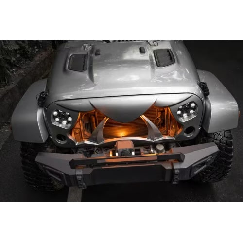 Halloween Front Grille Grid Grill For Wrangler Rubicon Sahara Sport JKJKU, Matte Black