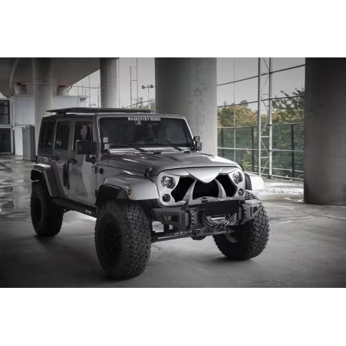 Halloween Front Grille Grid Grill For Wrangler Rubicon Sahara Sport JKJKU, Matte Black
