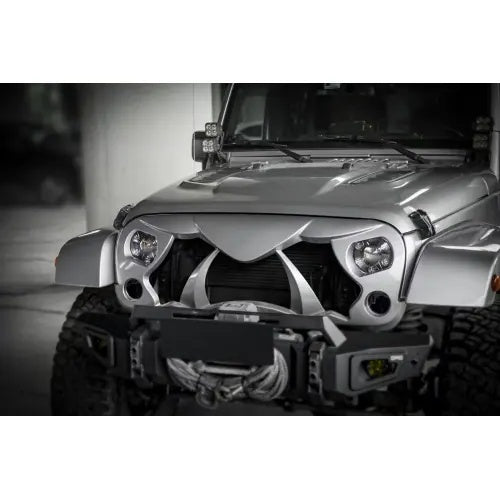 Halloween Front Grille Grid Grill For Wrangler Rubicon Sahara Sport JKJKU, Matte Black