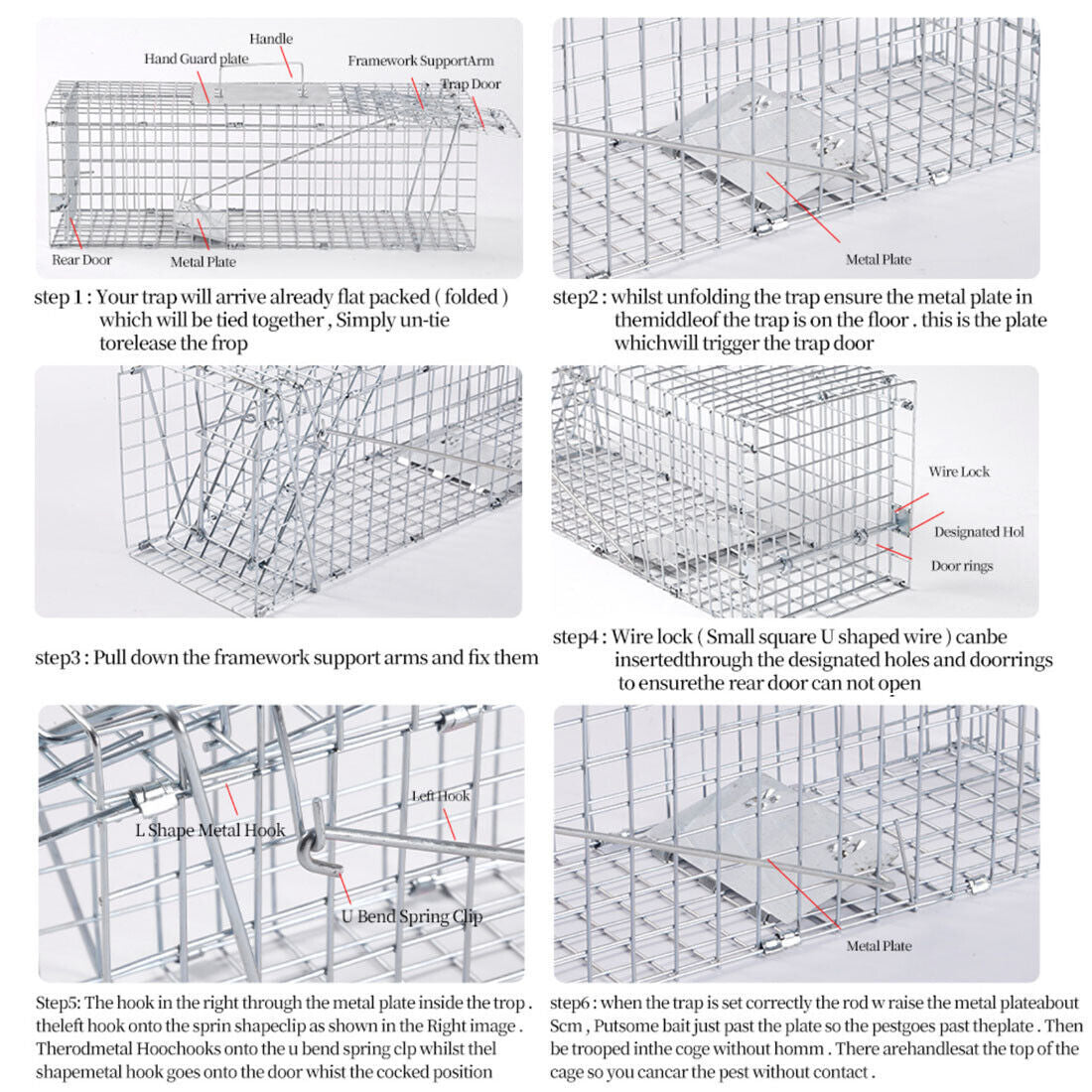 Live Animal Cage Trap Heavy Duty Folding Raccoon Traps Cat Trap Catch Release UK