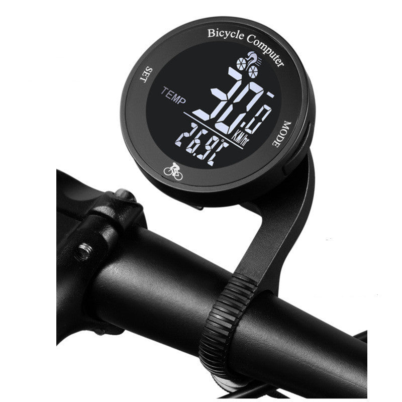 Black Wireless Waterproof Mountain Bike Round Tachymeter