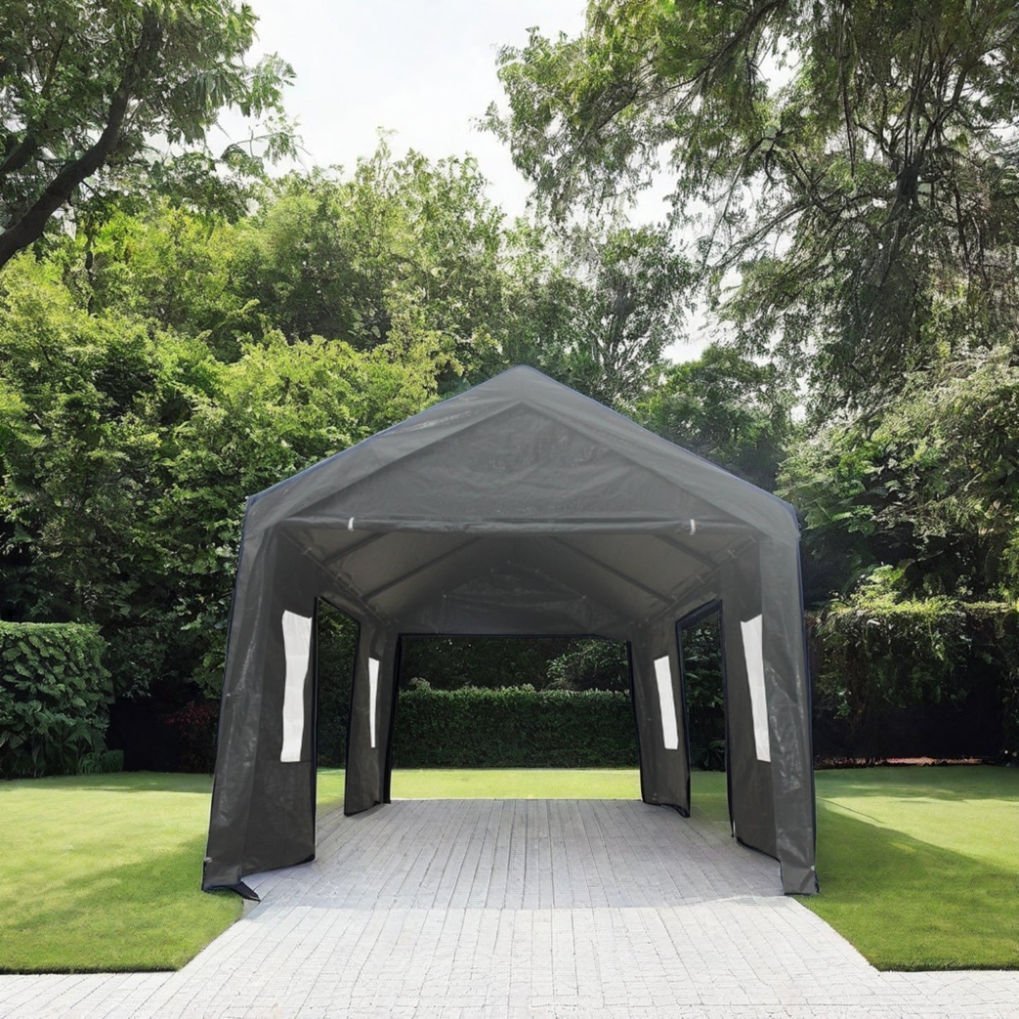 10x20ft Gazebo Party Tent Heavy Duty Canopy Carport Outdoor Portable Garage Grey