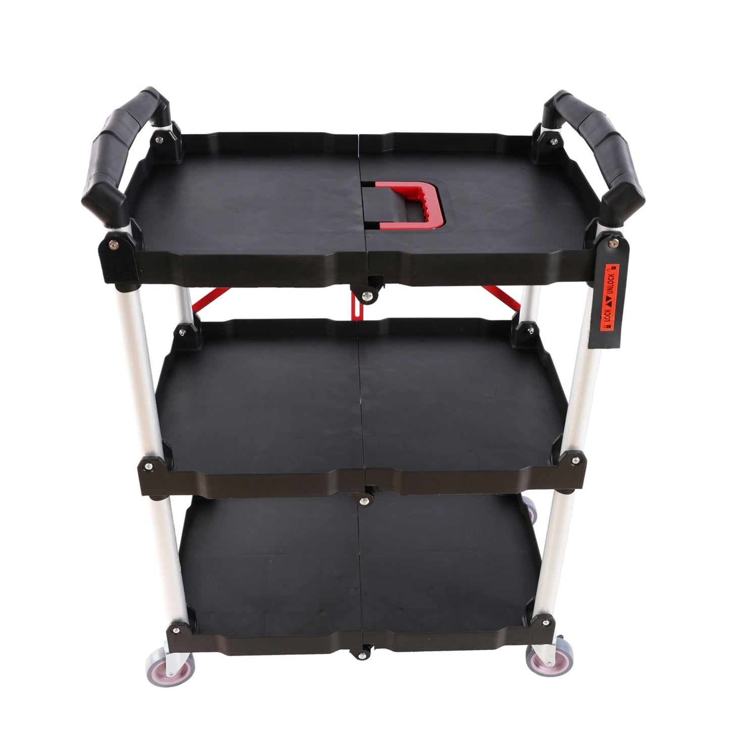 Folding Service Car With Wheels, Three-layer Practical Trolley, Folding Storage Cart, Suitable For F