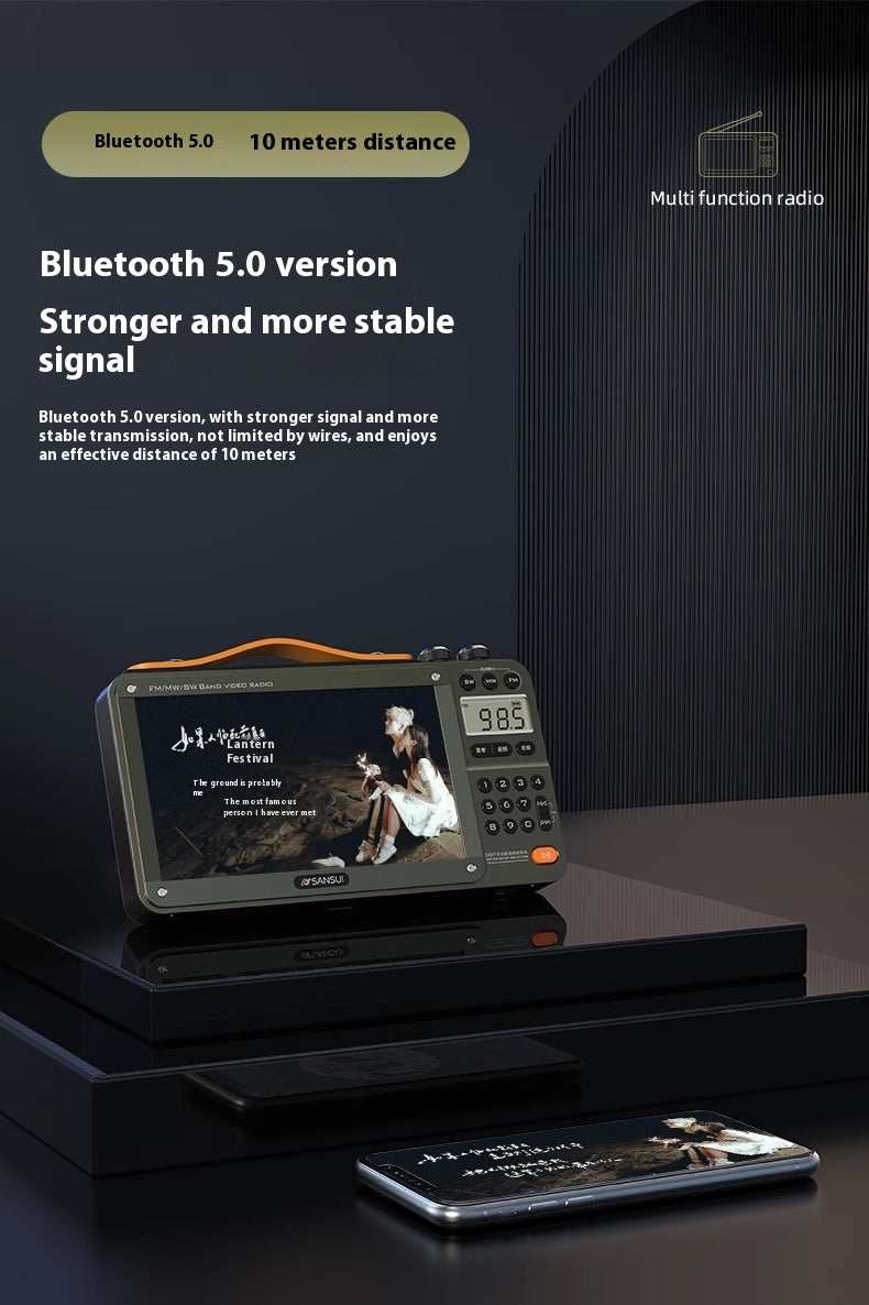 Radio pour personnes âgées à domicile Haut-parleur Bluetooth à bande complète Lecteur vidéo HD