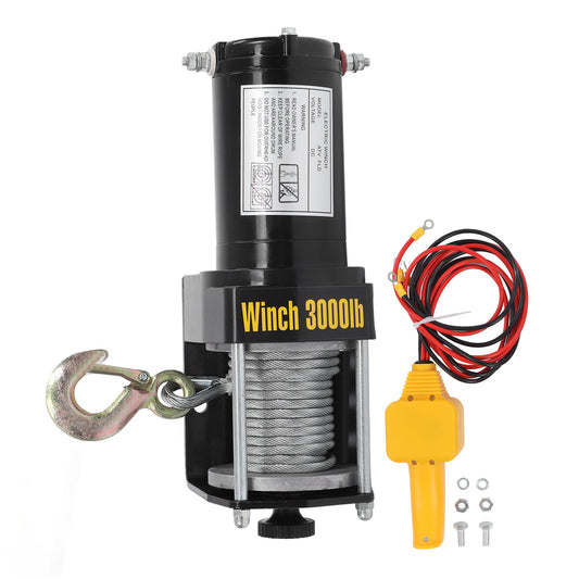 Electric Winch Kit 24V with Remote Steel Cable Mini Bracket 3000lbs for ATV UTV Accessories