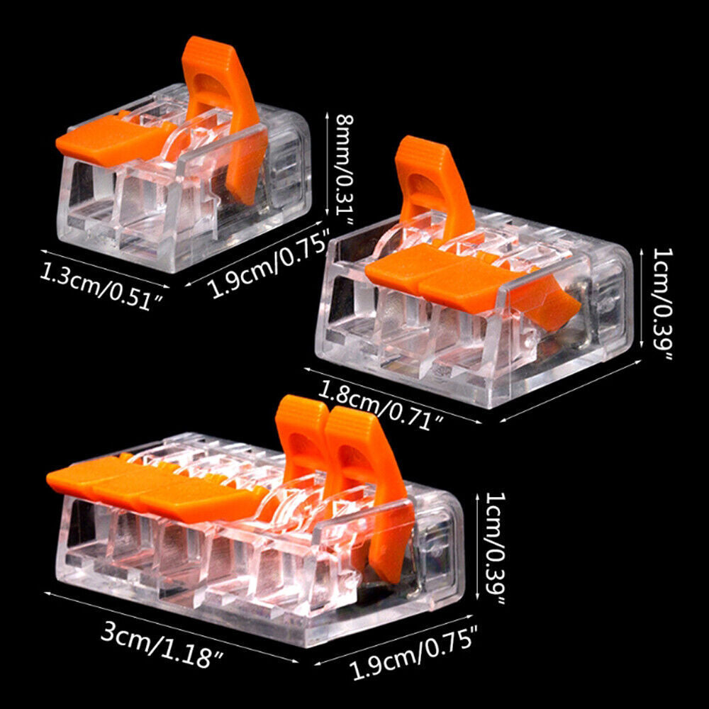 95x For Wago 221 Electrical Connectors Wire Block Clamp Terminal Cable Reusable-
