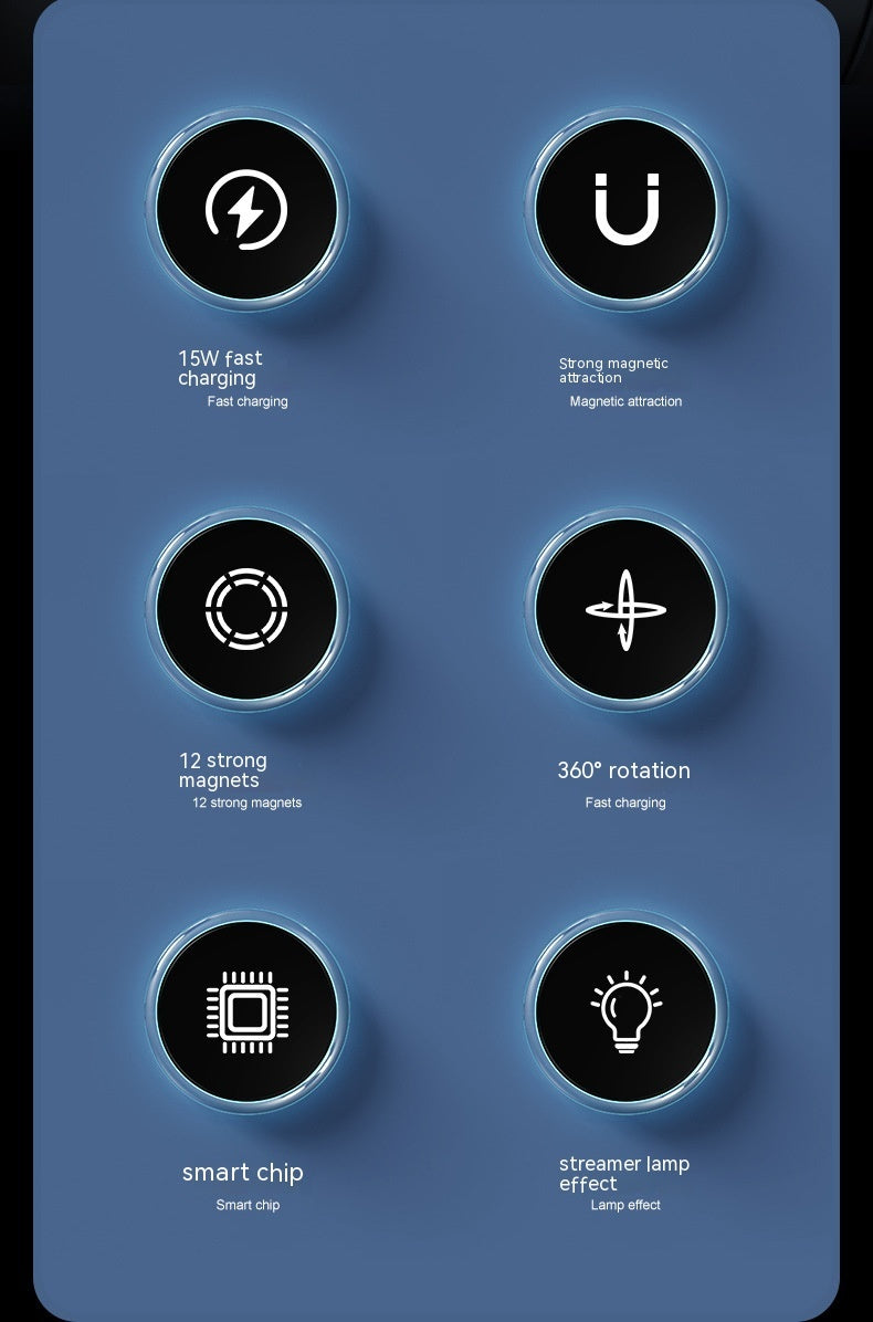 Magnetic Suction Wireless Charging Stand Car Air Outlet Lazy