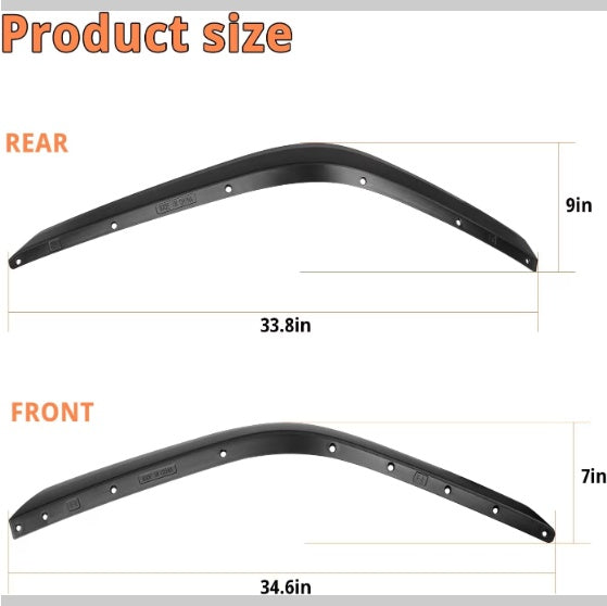 Front  Rear Fenders Compatible With 2020-2024 Wrangler Gladiator JT Mojave  Rubicon, Off-Road Wheel Fender Liner Set 4 Pcs