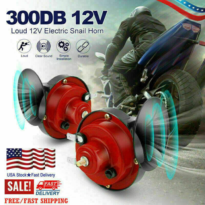 2PCS 12V 300DB Super Horn Snail Waterproof  Horn For Motorcycle Truck SUV Boat