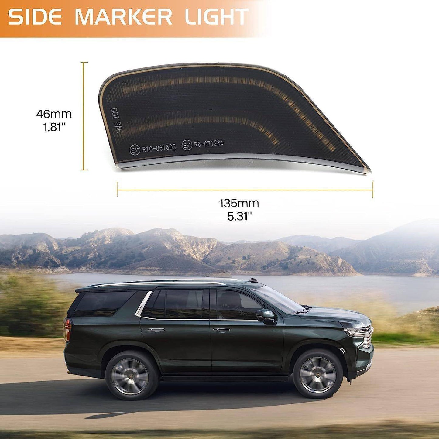 White Side Marker Lights For 2021-up Cadillac Escalade Chevy Suburban GMC Yukon