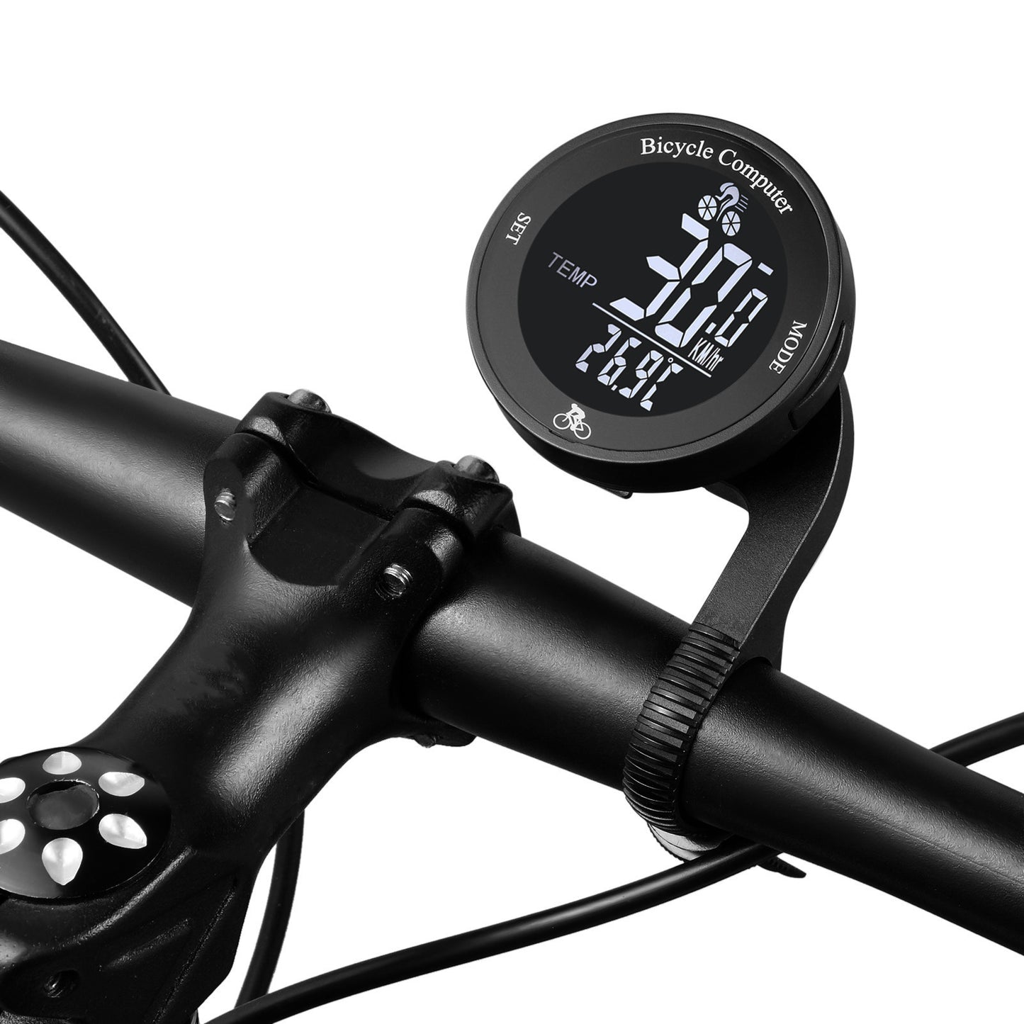 Black Wireless Waterproof Mountain Bike Round Tachymeter