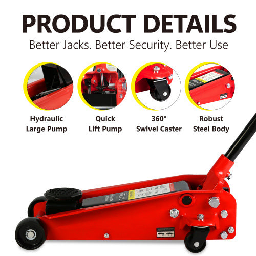 Hydraulic Trolley Low Profile Steel Racing Floor Jack With A Capacity Of 3 Tons And Lifting Range5.1 Inches-20 Inches Unavailable Platforms- Welfel , Temu